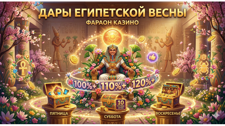 Дары египетской весны в казино Фараон: Расцвет азарта и щедрость бога Ра